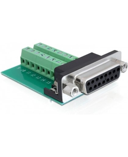 DeLOCK 65274 Sub-D 15 pin Gameport 16 pin Terminal block Groen kabeladapter/verloopstukje