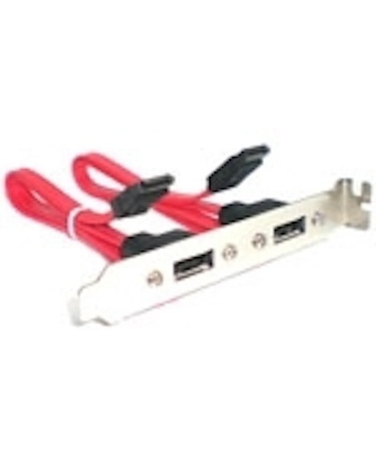 2 Poort 7 Pin SATA kabel naar eSATA Power Adapter Bracket, Kabel lengte: 29.5cm