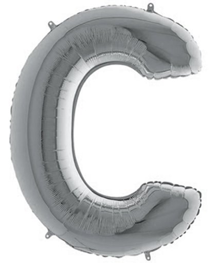 Folieballon letter C zilver (100cm)