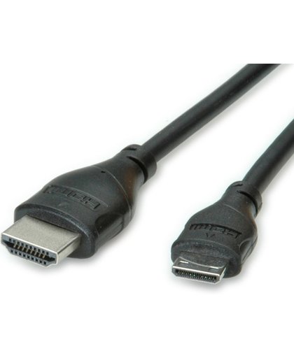 ROLINE Monitorkabel HDMI High Speed met Ethernet, HDMI Male - Mini HDMI Male 0,8m