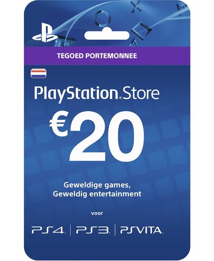 Nederlands Sony PlayStation Network PSN Giftcard Kaart 20 Euro Nederland - PS4 + PS3 + PS Vita + PSN