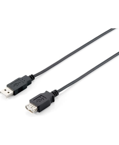 Equip USB A/USB A 2.0 1.8m 1.8m USB A USB A Mannelijk Vrouwelijk Zwart USB-kabel