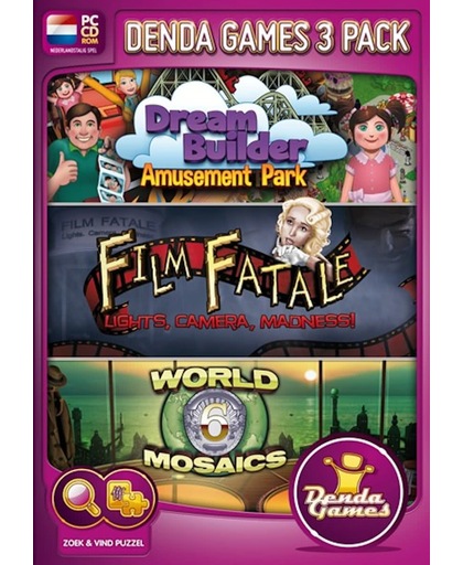 Denda Games 3 Pack: Amusement Park + Film Fatale: Lights, Camera, Madness + World Mosaics 6 - Windows
