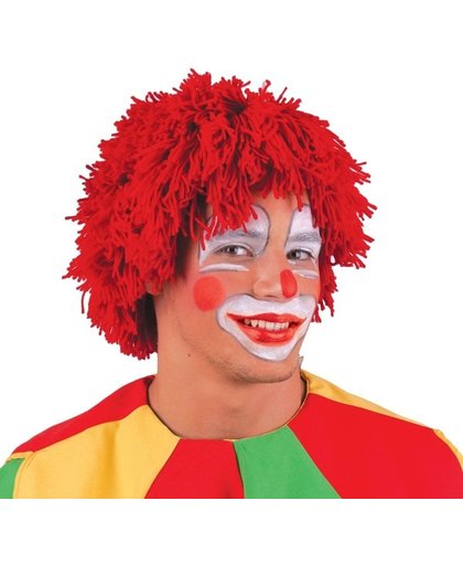 Rode wollen clowns pruik