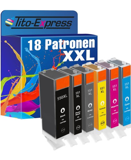 Tito-Express PlatinumSerie PlatinumSerie® Set 18x inktcartridge XXL voor Canon PGI-550XL & CLI-551XL Canon Pixma IP7250 MG5450 MG6350 MX725 MX925