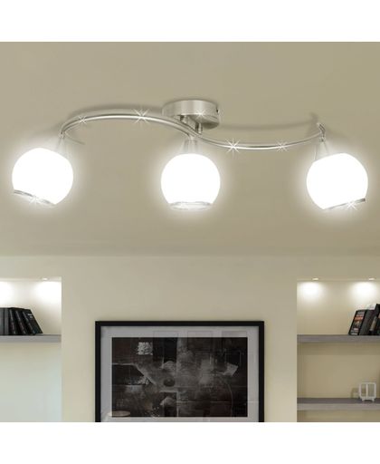 Plafondlamp glazen kappen + golvende rail voor 3 x E14 peertjes
