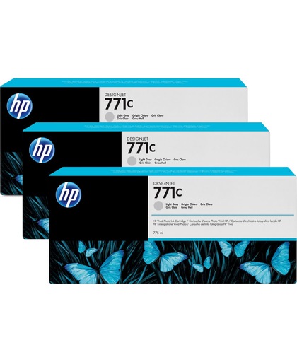 HP 771C lichtgrijze DesignJet inktcartridges, 775 ml, 3-pack