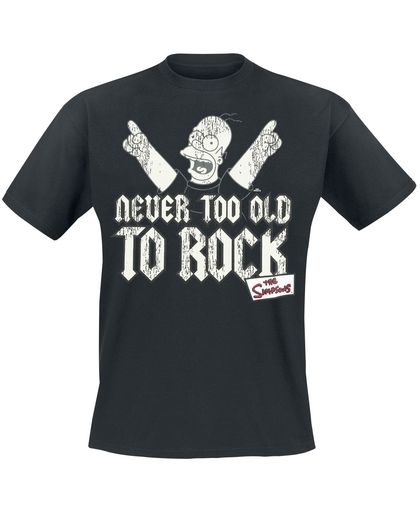 Die Simpsons Never Too Old To Rock T-shirt zwart