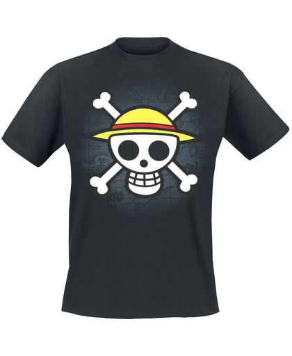 One Piece Skull With Map T-shirt zwart