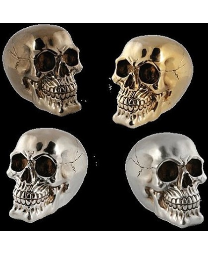 Spaarpot schedel 15 cm metallic