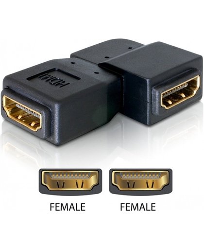 DeLOCK Adapter HDMI female <gt/> HDMI female 90° left HDMI 1.3 HDMI 1.3 Zwart kabeladapter/verloopstukje