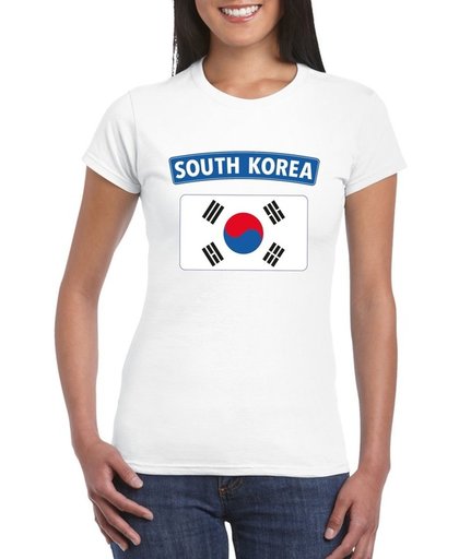 Zuid Korea t-shirt met Zuid Koreaanse vlag wit dames L