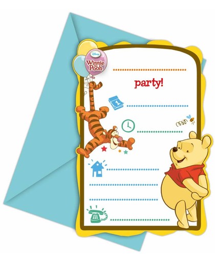 Winnie The Pooh Uitnodigingen Versiering 6 stuks