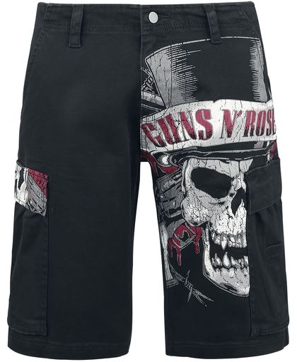 Guns N&apos; Roses Top Hat Skull Korte Cargo broek zwart