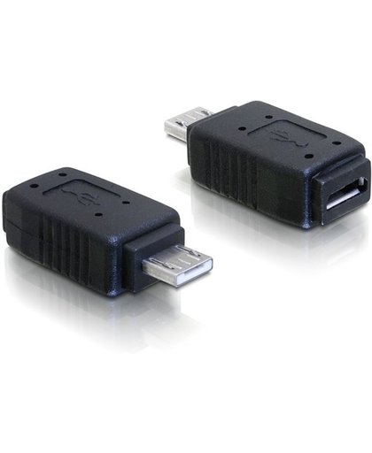DeLOCK Adapter USB micro-A+B female to USB micro A-male USB micro A USB micro-A+B Zwart kabeladapter/verloopstukje