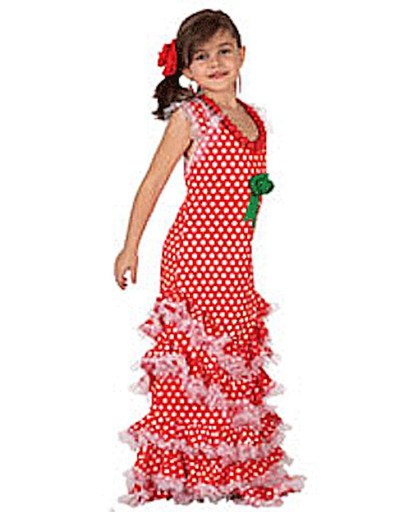 Lange Spaanse jurk voor meisjes 128 (7-9 jaar)
