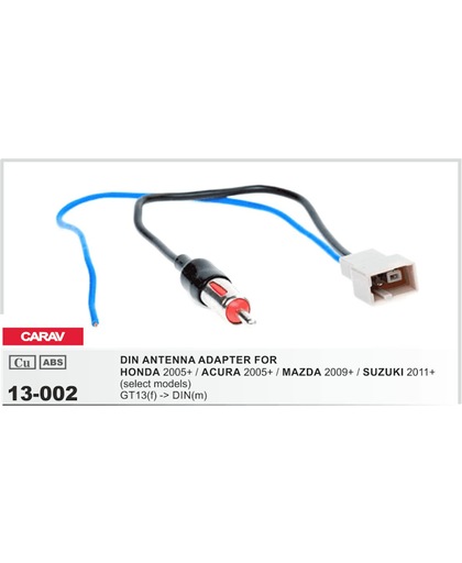 antenne kabel / verloopkabel geschikt voor HONDA 2005+ (select models) / ACURA 2005+ (select models) / MAZDA 2009+ (select models) / SUZUKI 2011+ (select models) GT13(female) -<gt/> DIN(male) CARAV 13-002