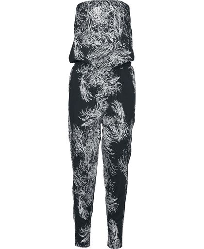 Urban Classics Ladies Viscose Bandeau Jumpsuit Overall zwart-wit