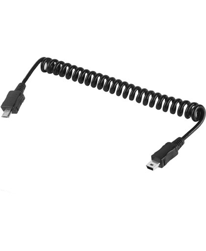 Micro USB mannetje naar Mini 5-pin USB opgerolde kabel / Veerkabel, Lengte: 20cm (kan tot 75cm verlengd worden)