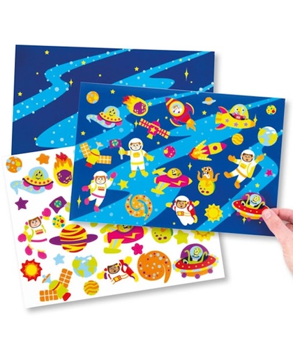 Stickers met thema zonnestelsel voor kinderen. Leuke knutsel- en decoratiesets voor jongens en meisjes (4 stuks per verpakking)