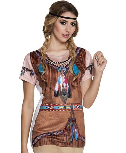 3 stuks: Fotorealistisch shirt - Indiaan squaw - Large