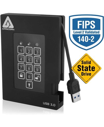 Apricorn - Padlock FIPS validated - Externe SSD - 120GB - Zwart