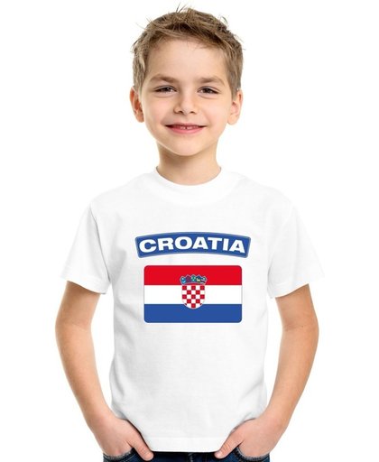 Kroatie t-shirt met Kroatische vlag wit kinderen - maat M (134-140)