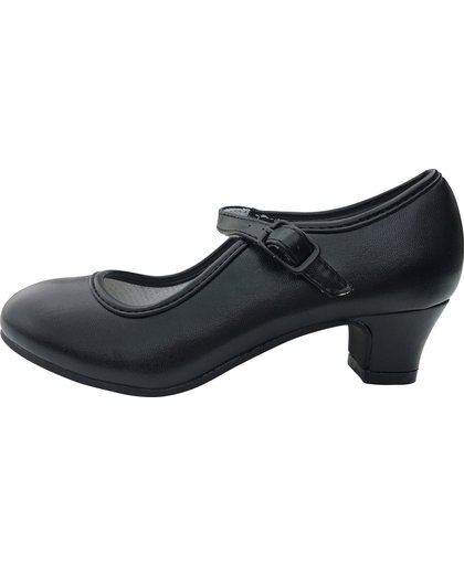 Spaanse schoenen zwart Flamenco verkleed schoenen - Maat 25 (binnenmaat 16,5 cm) bij jurk