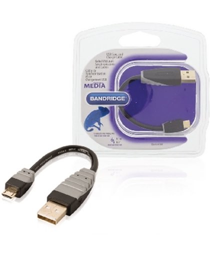 Bandridge 0.1m USB 2.0 A - Micro B m/m 0.1m USB A Micro-USB B Mannelijk Mannelijk Zwart USB-kabel