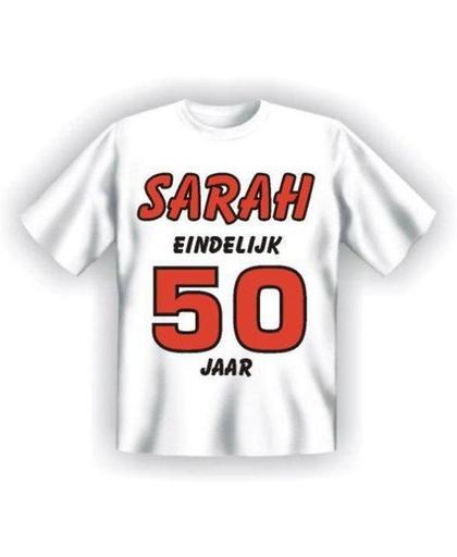 Benza T-Shirt - SARAH eindelijk 50 jaar - (Leuk, Grappig, Mooi, Funny, Leeftijd, Verjaardag) - Maat XXL