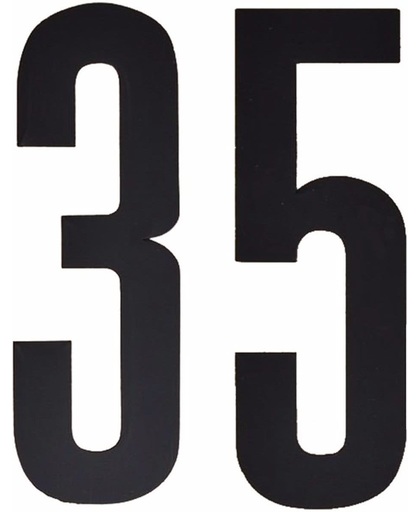 Cijfer sticker 35 zwart 10 cm - klikocijfers / losse plakcijfers
