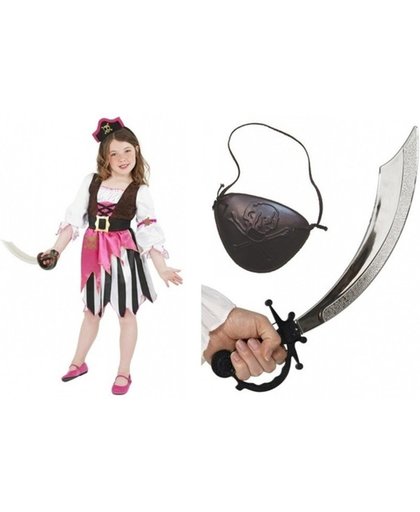 Compleet roze piraten kostuum maat M - piraten verkleedpak voor meisjes
