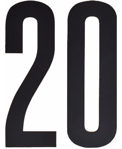 Cijfer sticker 20 zwart 10 cm - klikocijfers / losse plakcijfers