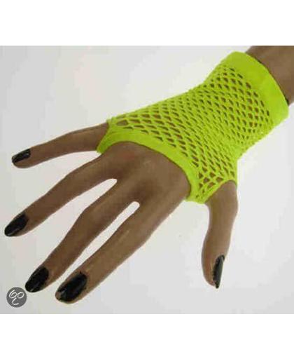 PartyXplosion - Handschoenen - Vingerloos - Net - Fluor geel