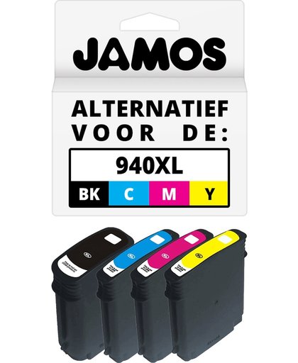 JAMOS - Inktcartridges / Alternatief voor de HP 940XL Zwart & Kleuren Voordeelset