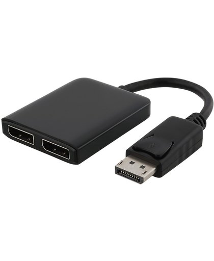DELTACO DP-908, DisplayPort naar 2x DisplayPort MST hub, 3840x2160 in 30Hz, zwart