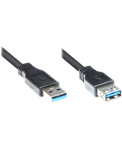 Alcasa 5m USB 3.0 A 5m USB A USB A Mannelijk Vrouwelijk Zwart USB-kabel