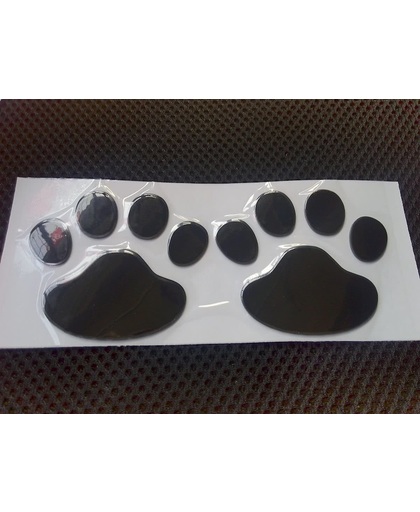 2 Stuks Zwarte bere / honden poot sticker (3D) - NBH®