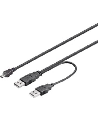 Wentronic USB MINI-B 5 pin 180 Y-Power 1.8m 1.8m Mini-USB B USB A Mannelijk Mannelijk Zwart USB-kabel