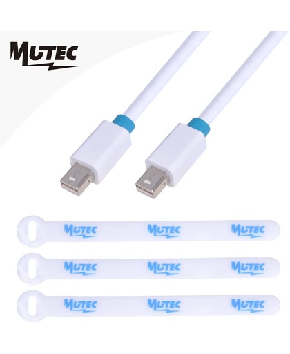 MutecPower 2 meter MINI DisplayPort (DP) naar MINI DisplayPort (DP) Kabel - mannelijk / mannelijk - Ultra HD 4k resolutie - Wit met 3 kabel koppelingen