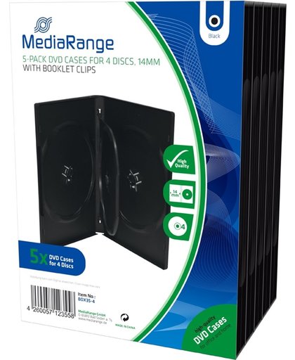 MediaRange DVD-Videobox 14mm 4dvd zwart 5 stuks