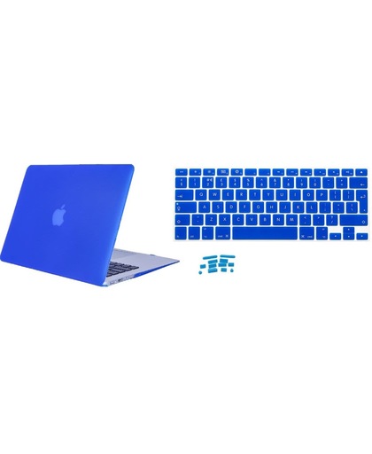 Xssive Macbook Pakket 3in1 voor Macbook Air 13 inch - Laptop Cover, Toetsenbord Cover en Anti Dust Plugs - Donker Blauw