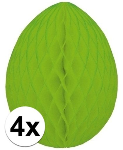 4x Groene decoratie paasei van crepepapier 20 cm.