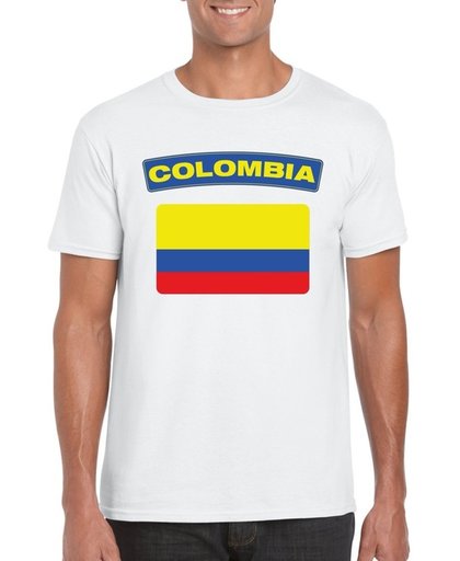 Colombia t-shirt met Colombiaanse vlag wit heren M