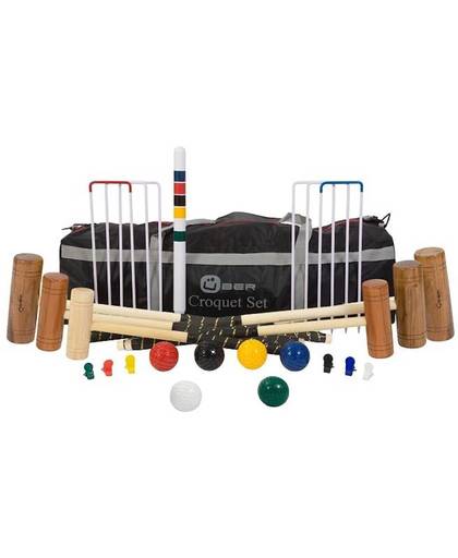 Familie-Croquet set, 6-persoons , unieke kwaliteit, sterke poorten en houten ballen. Croquetspel voor in de tuin