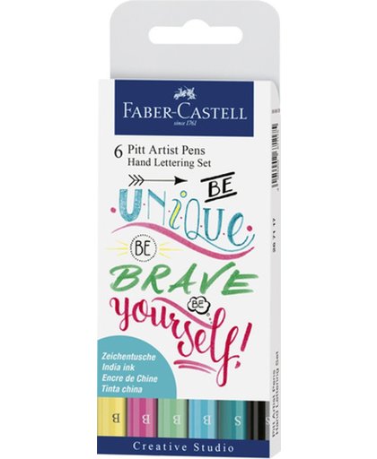 Tekenstift Faber Castell Pitt Artist Pen handlettering I 6-delig etui
