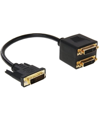 DVI 24+1 Pin mannetje naar 2 x DVI 24+5 Pin vrouwtje Adapter kabel, Kabel lengte: 30cm (zwart)