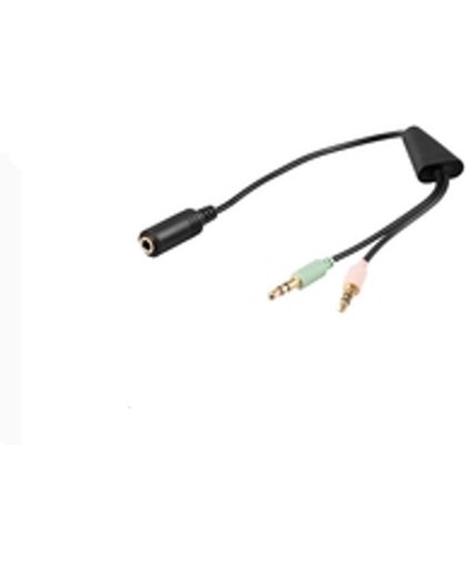 Microconnect 2x3.5mm - 3.5mm, M-F 2 x 3.5mm 3.5mm Zwart, Groen, Rood audio kabel