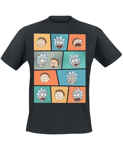 Rick And Morty Pop Art Faces T-shirt zwart