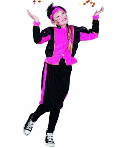 Fuchsia Pieten kostuum voor meisjes 4-6 jaar - Pietenpak kind